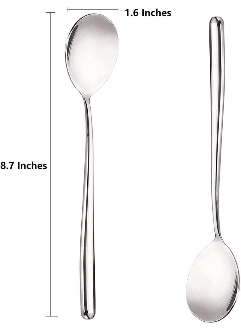Stainless Steel Spoon,Stainless Steel Round handle Bar Spoons Silver Set of 4 - Image 5